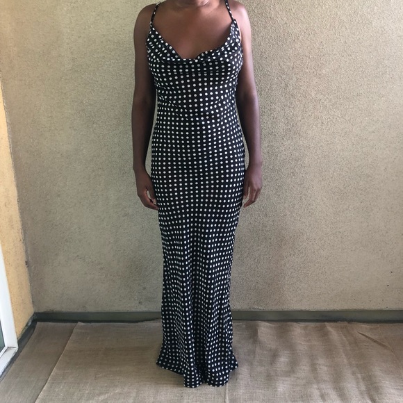 polka dot sheer maxi dress